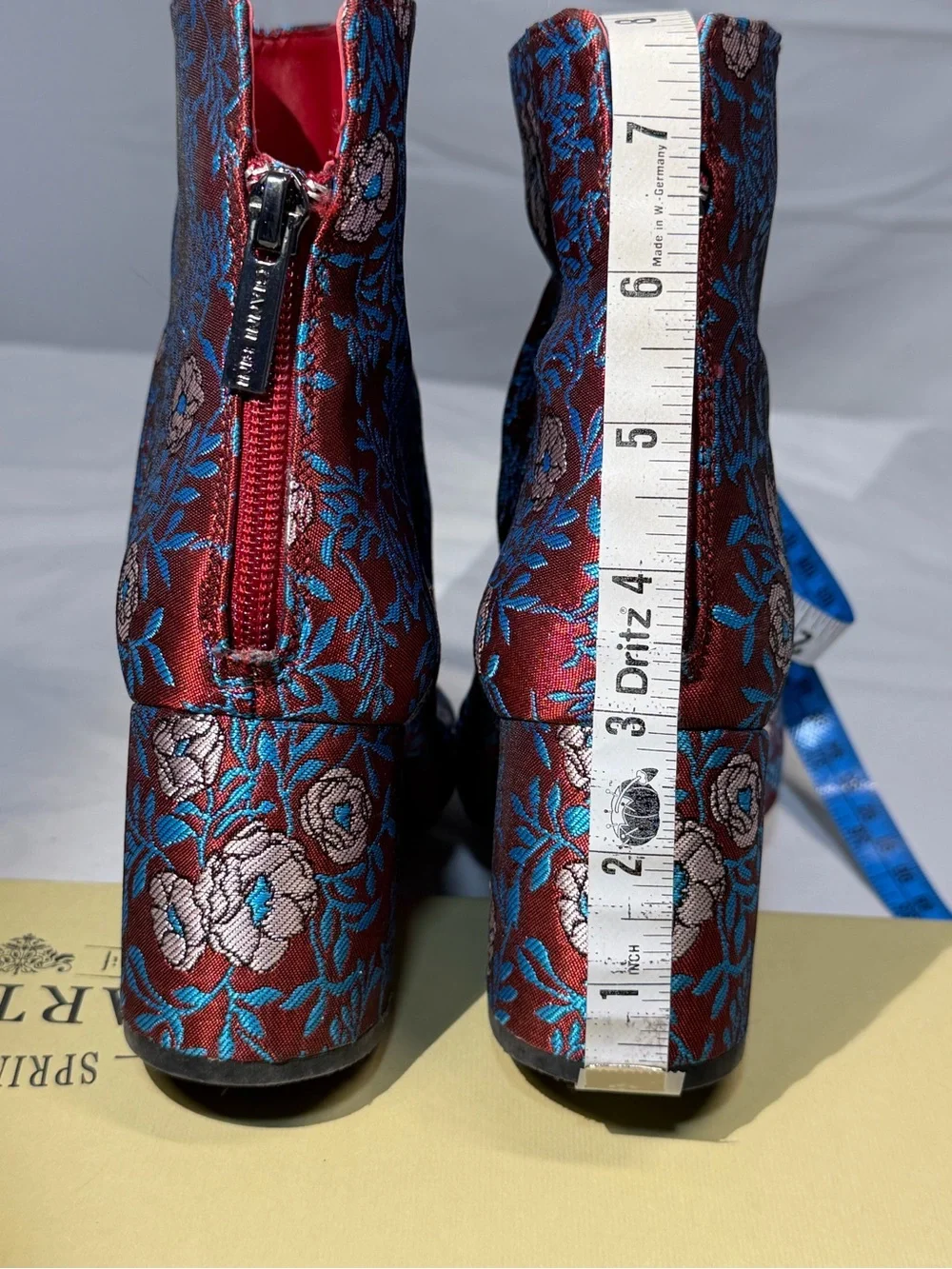 Gianni Bini Catalano Burgundy Brocade Floral Jacquard Ankle Boots 8.5Wmn